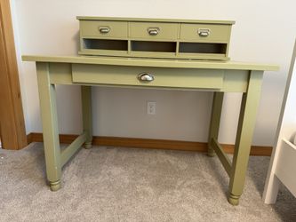Desk - Solid Wood Painted Desk With Drawers - $40