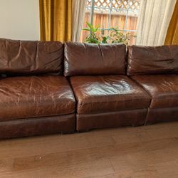 Restoration Hardware Three-piece Leather Sofa
