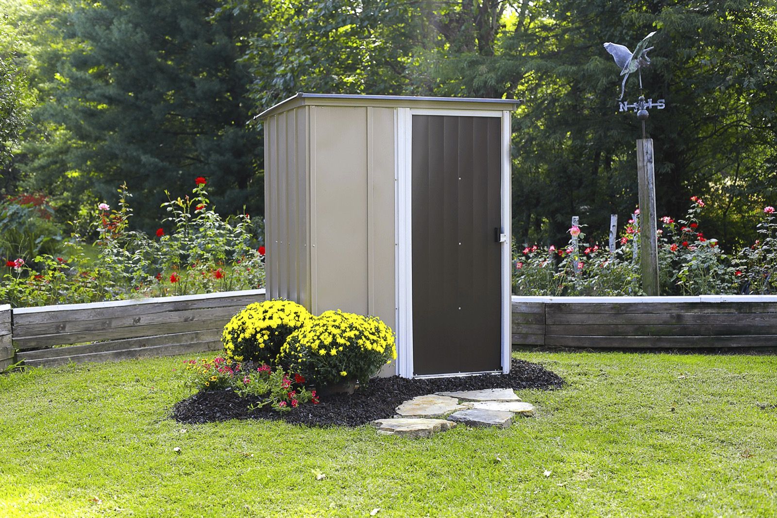 Steel Storage Shed 5 x 4 ft. Pent Roof Galvanized Coffee/Taupe/Eggshell