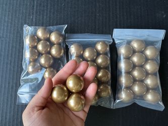 Large Gold Pearl-Like Craft Beads, Cuentas Doradas Tipo Perla 175g 3 bags - 12 beads each