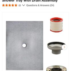 36x48in Shower Tray Assembly Kit