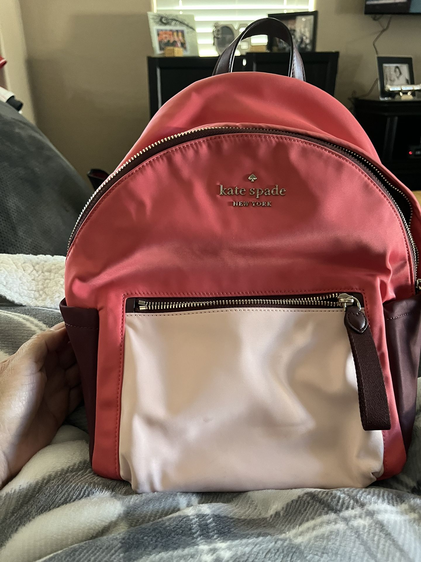 Kate Spade Chelsea Tri-Color Color Block Medium  Nylon Backpack