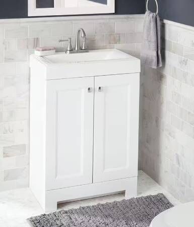 New-25 in. Single Sink Bath Vanity in White with White Cultured Marble Top