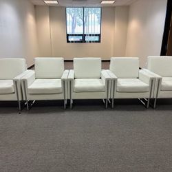 Tufted White Velvet Arm Chairs