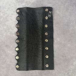 VTG Hairglove Black Leather Ponytail Wrap Hair Holder Biker Hair  8” Long