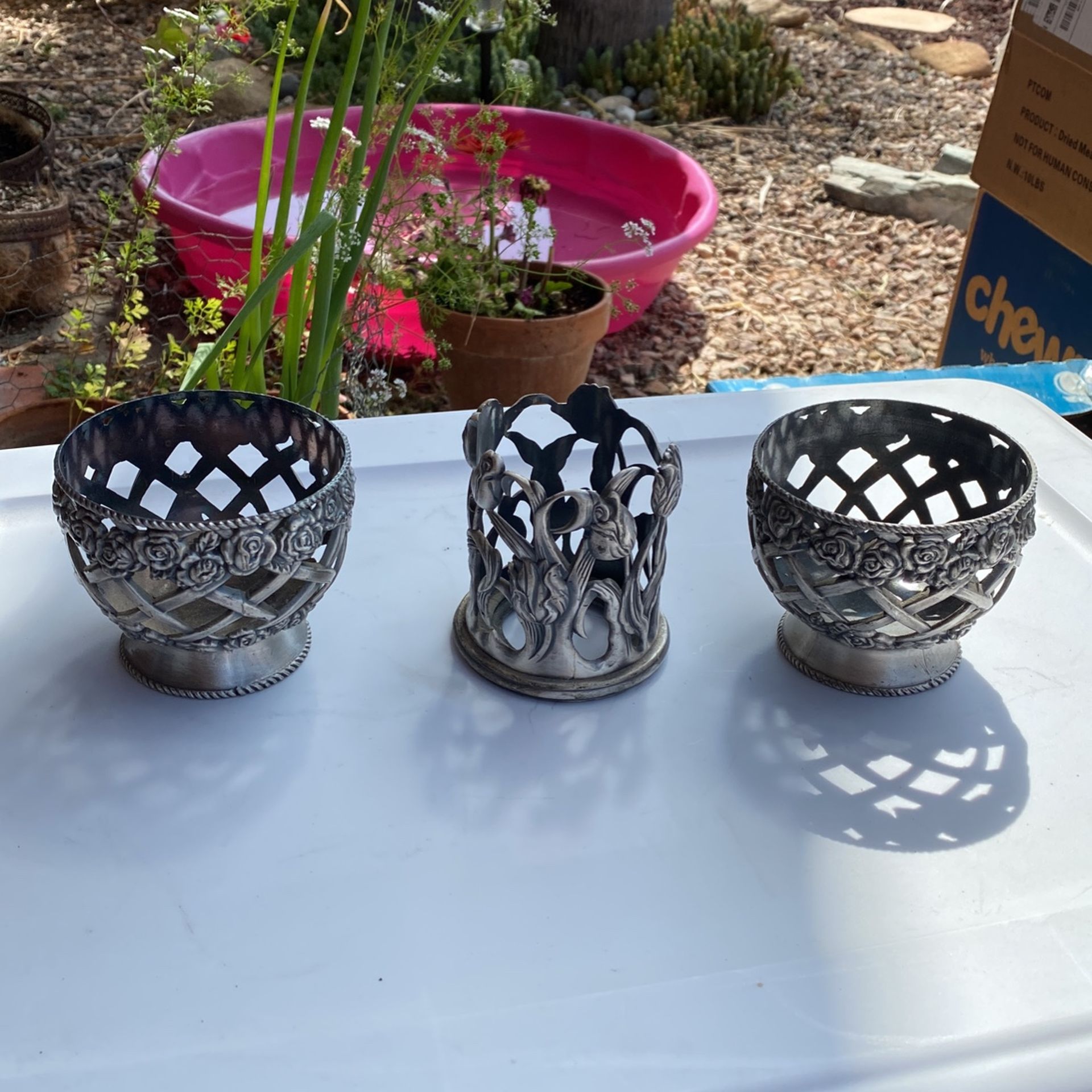 Pewter Candle Holders X 3 - GORGEOUS