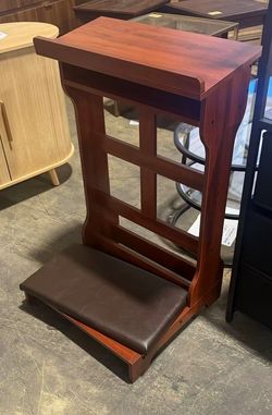 DoubleFill Wood Prayer Kneeler with Shelf and Cushion, Simple Style