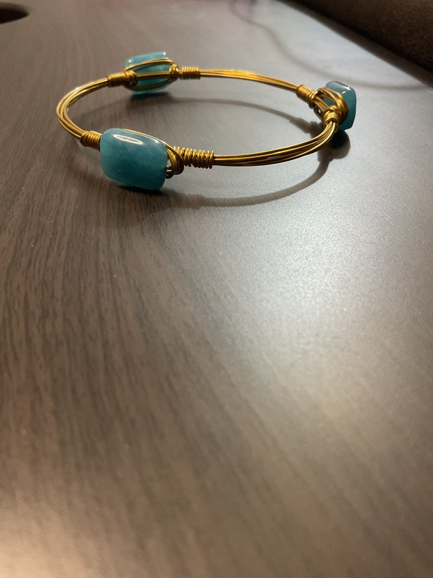 Gold Wire bracelet women Blue Stone Bracelet