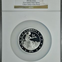 NGC Graded 5 Oz Silver Round.