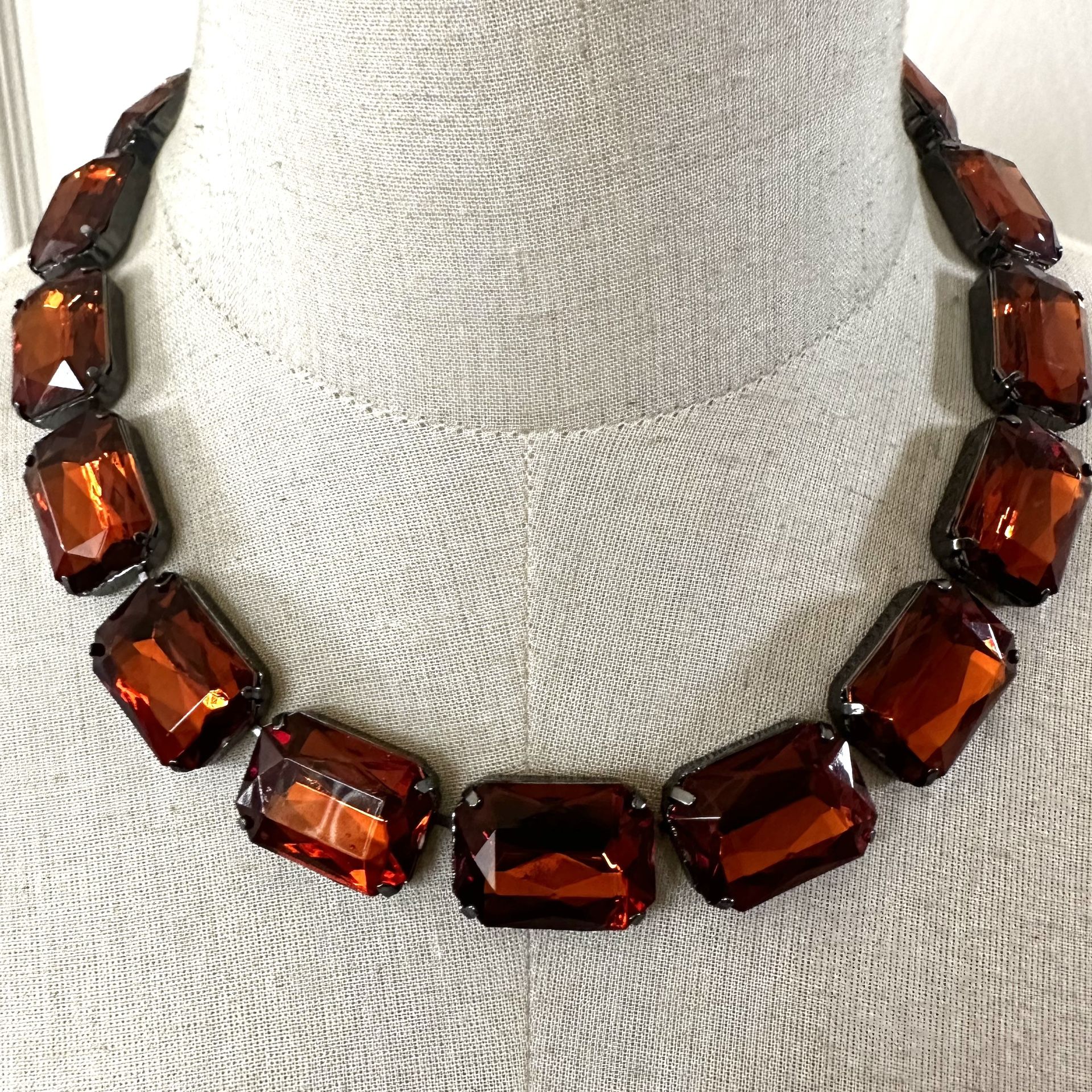 Joan Rivers Large Amber Lucite Chunky Necklace