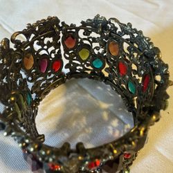 Multicoloured rhinestone cuff bracelet #glamour #party #bling Elegant bracelet only small broke it can be fixed as shown 