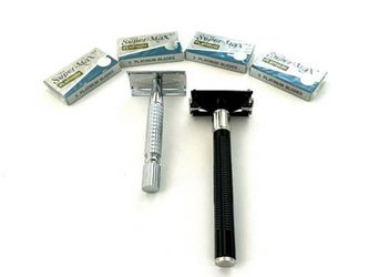 2pcs Classic Grandfather Old School Safety Razors + 20pcs Double Edge Razor Blades