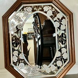 Vintage Windsor Art Vintage Mirror Color Etched Glass Large Wall Mirror 