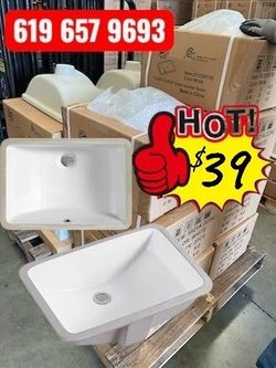 White Porcelian Square bathroom vanity sinks (caxton style )  clearance price $39