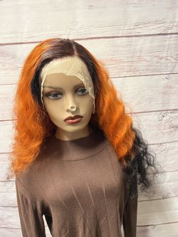 28 inches full lace 2 tone black & ginger frontal  Human hair wig
