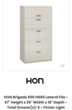 HON Brigade 5-Drawer Lateral File Cabinet
