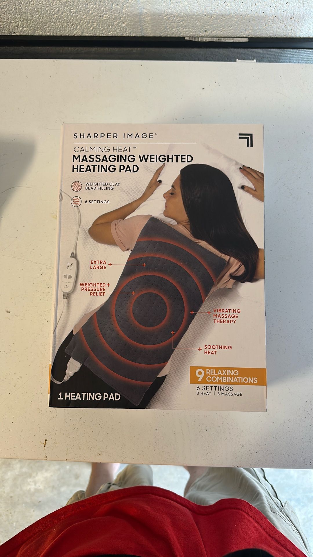 New In Sealed Box Sharper Image New Massage Weighted Heating Pad
