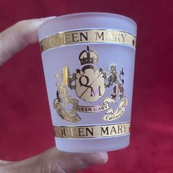 QUEEN MARY SHIP GOLD PRINT SHOT GLASS ~ RETIRED - See More RARE Collection here