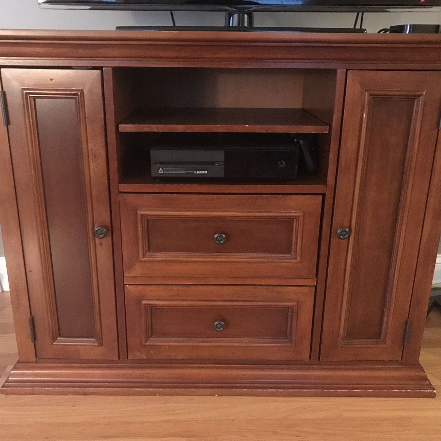 Chestnut Wood Tv Console with Storage