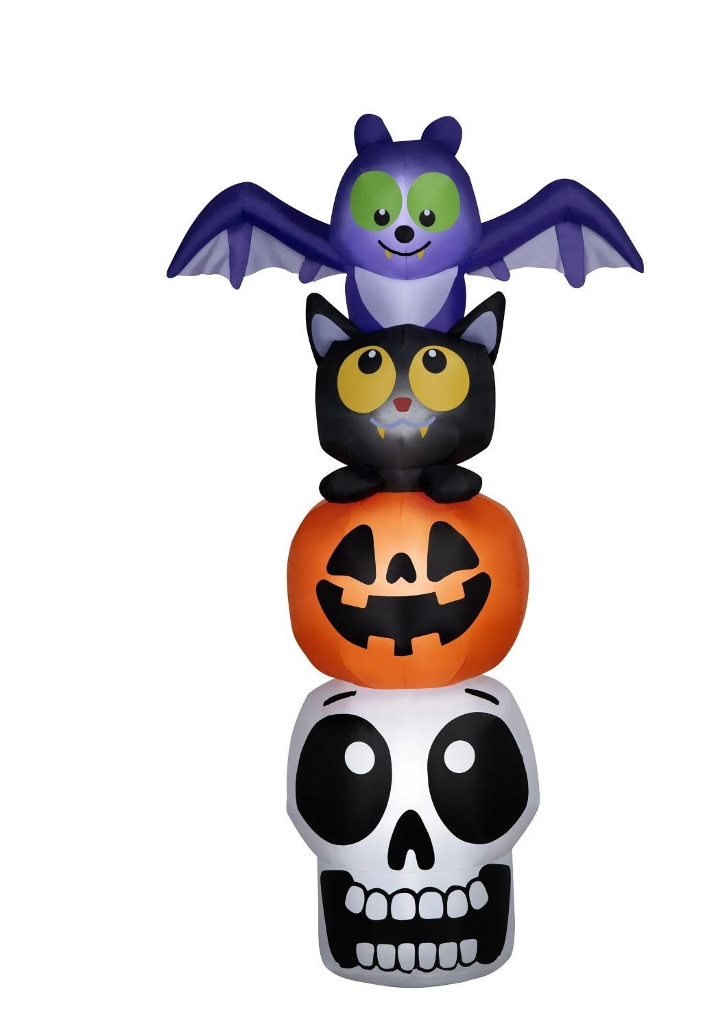 New Halloween Bat Skeleton Pumpkin Cat Totem Airblown Yard Inflatable Decor, Way to Celebrate, 7 ft