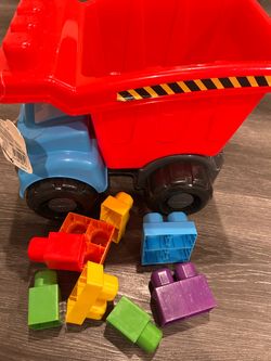dump truck toy with blocks