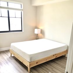 Natural Wood Queen Platform Bed Frame 