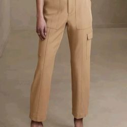 BANANA Republic SLIM REFINED STRETCH CARGO PANT Tan High waist Tapered Career