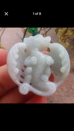 Certificate Jadeite Jade Burma Green Wealth flying Dragon pendant