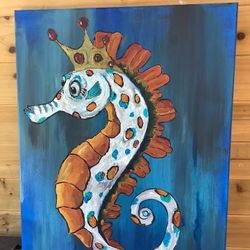 Goofy Seahorse Original Painting 