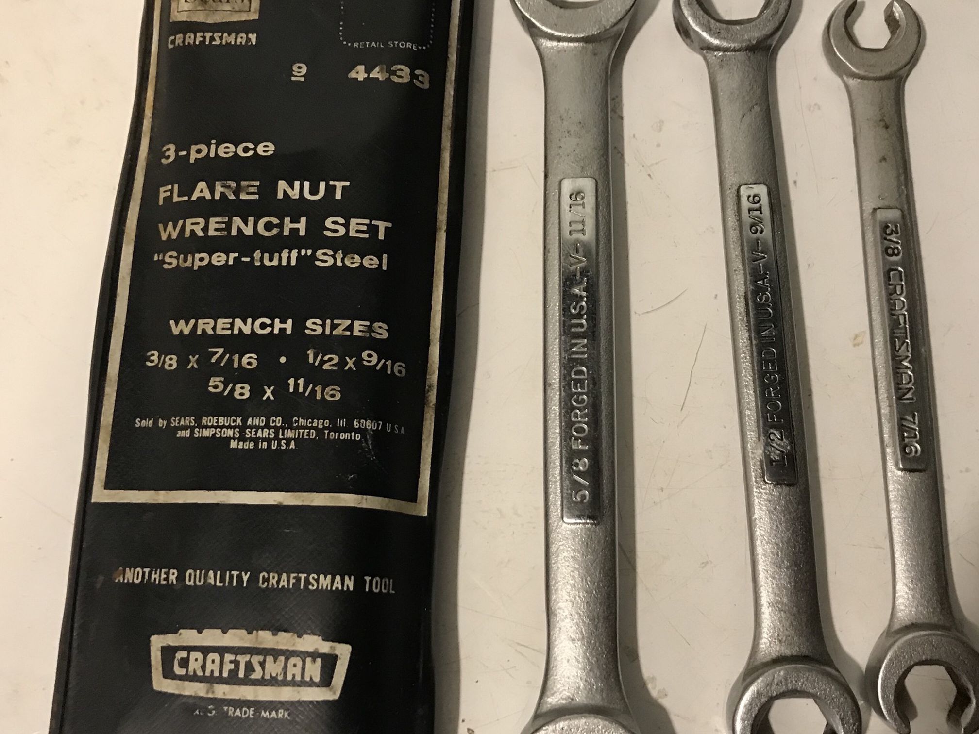Craftsman 3 Piece Flare Nut Wrench Set