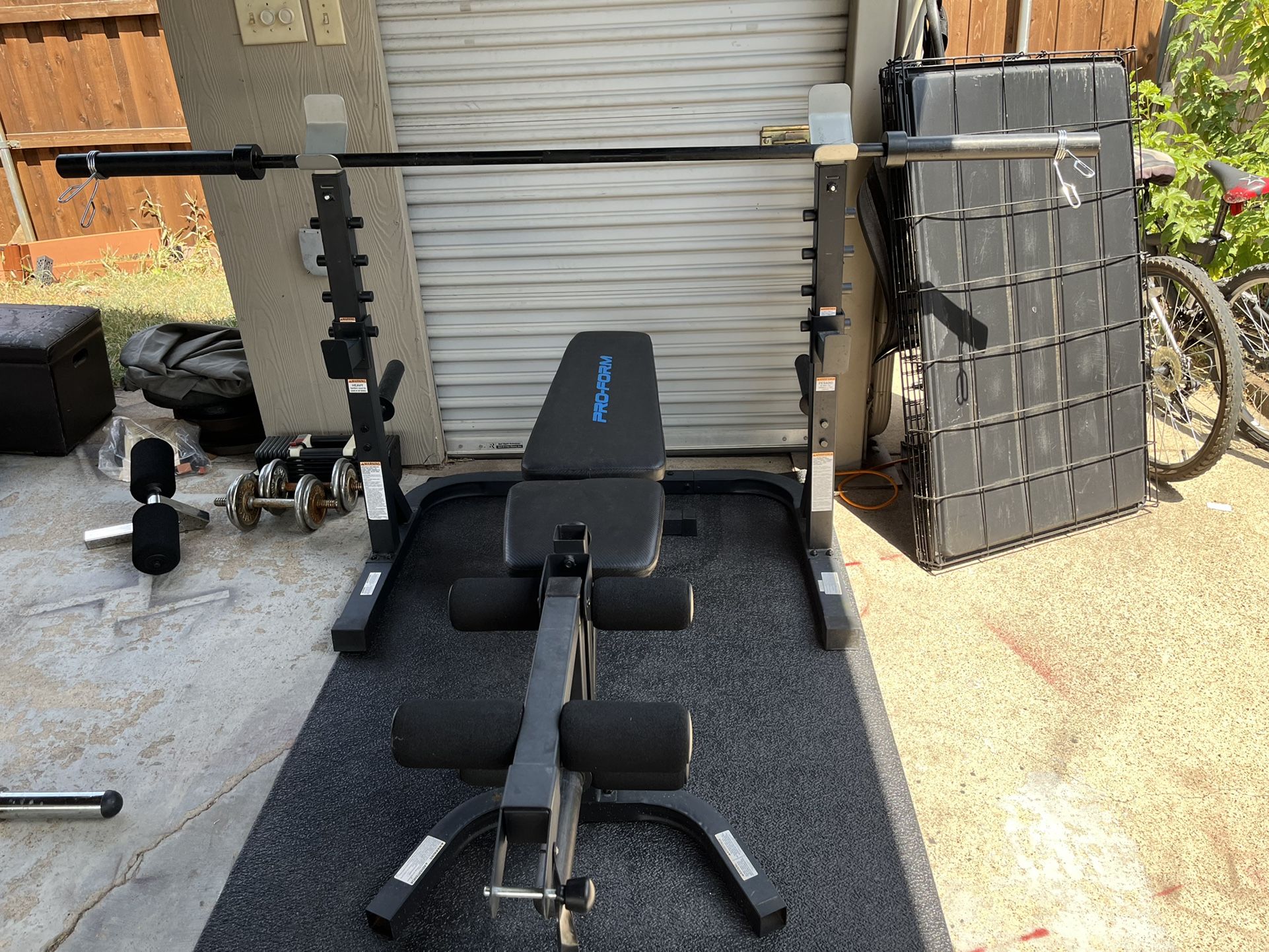 Weight Bench and Barbell