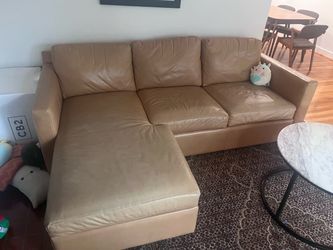 Crate & Barrel Barrett II Leather Sectional with Chaise