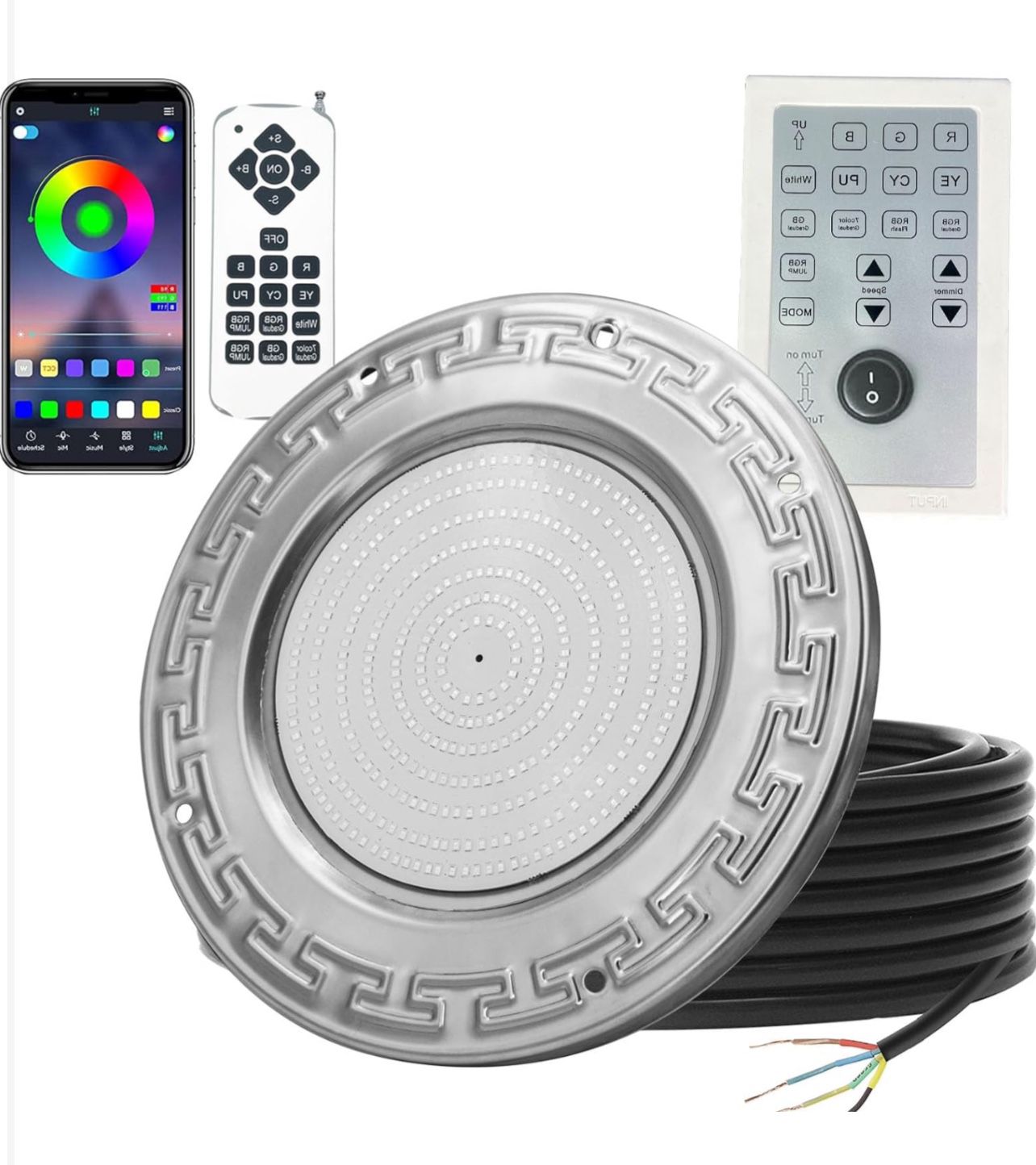 Brand New In The Box- Pool Lights for Inground Pool, 60W 10 Inch Color Changing LED Inground Pool Light with Controller, Remote and APP Control for We