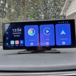 Wireless Apple CarPlay & Android Auto 10.26" Touchscreen with 2K Dash Cam, 1080P Backup Camera, GPS Navigation, Voice Control, Bluetooth, Mirror Link