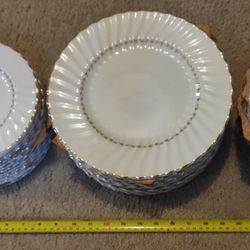 Lot Of 43 pieces of Royal Doulton “Adrian” H.4816 Gold Trimmed Dinner Plates, Salad Plates and Dessert Plates