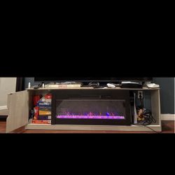 75” TV console, Table , Stand with electric fireplace- heater and storage