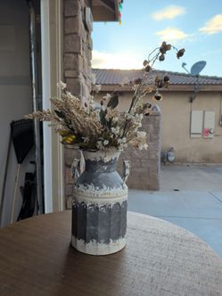 Rustic Galvanized Metal Milk Can Vase