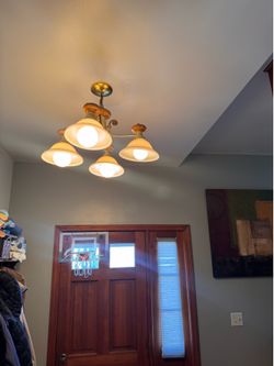 Brown wooden light chandelier light fixture