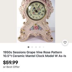 BEAUTIFUL 1950’s CERAMIC CLOCK🍇🕰