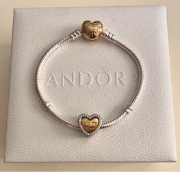 Pandora Bracelet with Engraved Heart Charm