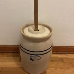 Vintage Marshall Pottery 3 Gal. Stoneware Butter Churn
