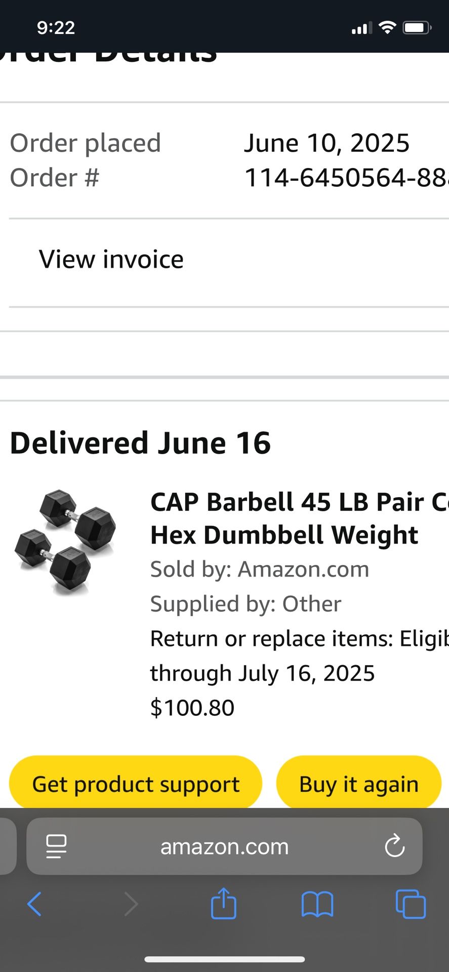 45lbs Dumbbells