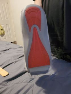 Gray and black medical boot