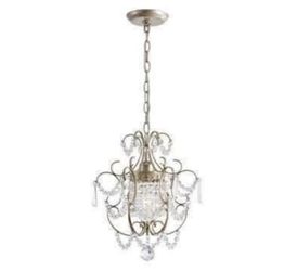 New Daisy 12 in Wide Glam 1 Light Brushed Champagne Silver Mini Crystal Chandelier