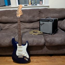 Fender Squire Electric Guitar And Fender Amp