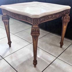 Antique Bronze & Marble End Table 24”x24”x22”H