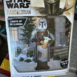 Used Star Wars Mandalorian and Grogu Christmas Inflatable