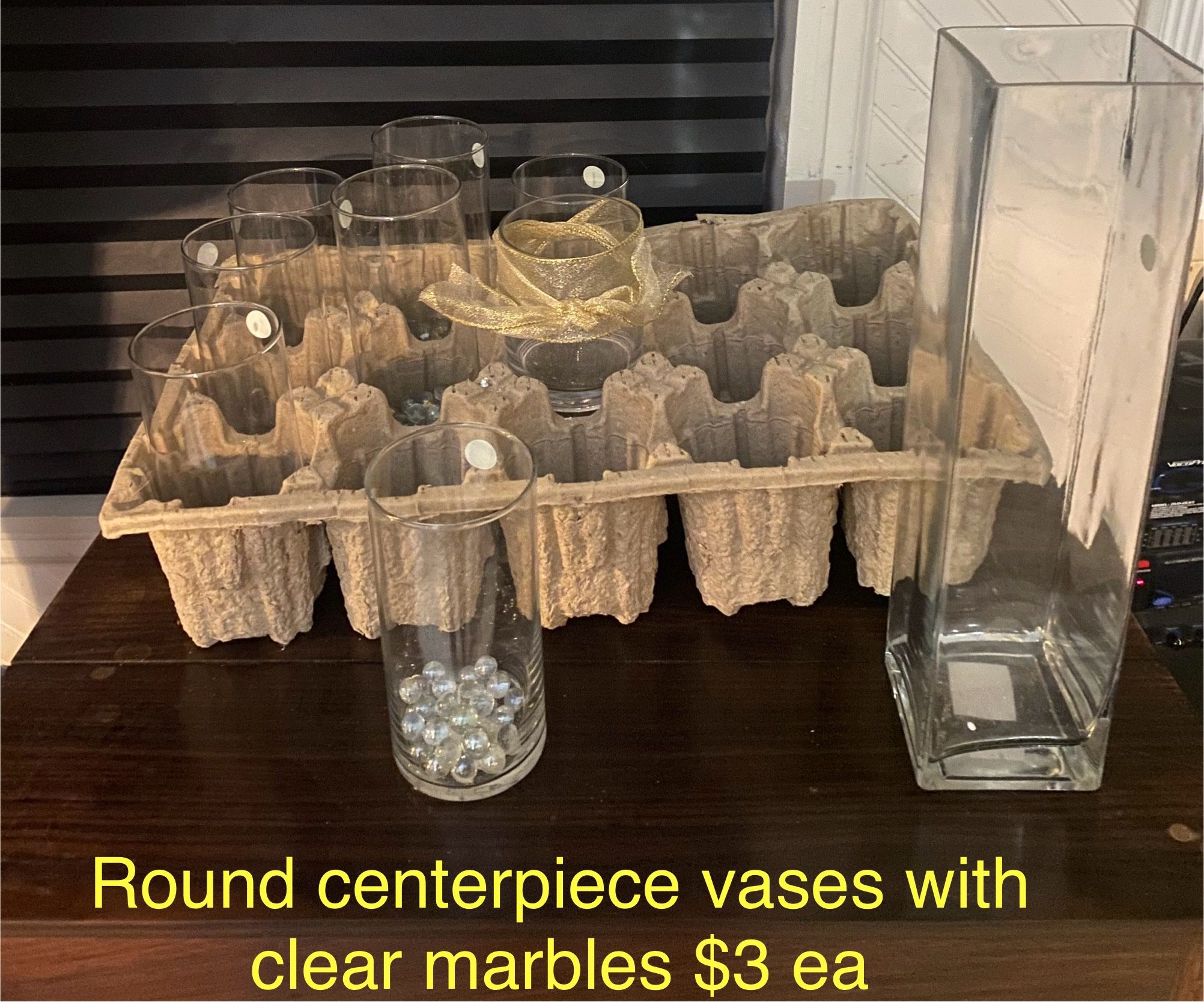Round Centerpiece VASES W/ Clear Marbles Inside wedding decor