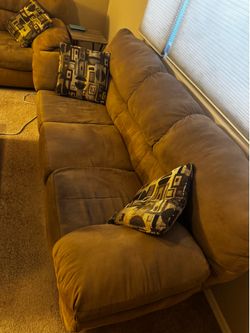 Microfiber brown/beige couch and loveseat