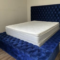 Blue Velvet Bed Frame 